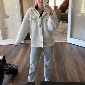 Aerie cream Sherpa button up coat :)